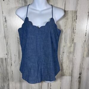 J.Crew Chambray Scalloped Tank Top 0 NWT | MSRP $60 | Summer, Preppy, Chic